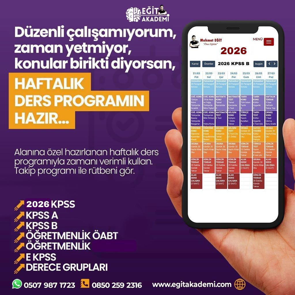 KPSS DERS ÇALIŞMA ve TAKİP PROGRAMI