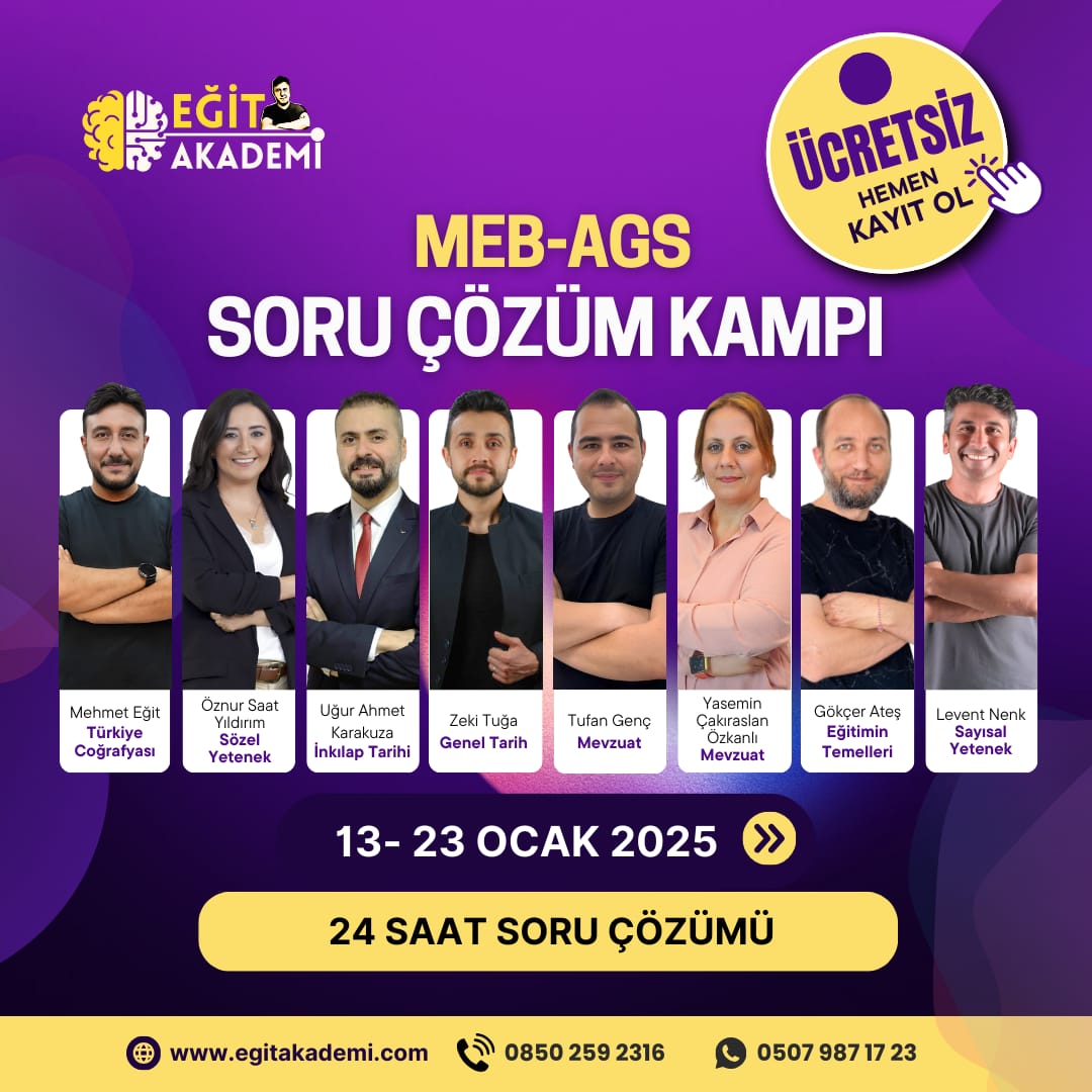 2025 MEB-AGS ÜCRETSİZ SORU ÇÖZÜM KAMPI / VİDEO DERS 2025 MEB-AGS ÜCRETSİZ SORU ÇÖZÜM KAMPI / VİDEO DERS