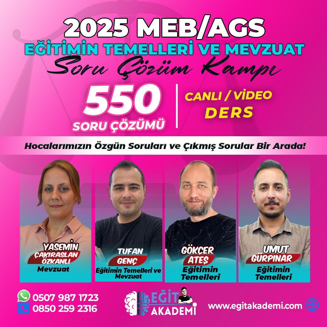 550 SORUDA EĞİTİMİN TEMELLERİ VE MEVZUAT CANLI / VİDEO DERS PAKETİ 550 SORUDA EĞİTİMİN TEMELLERİ VE MEVZUAT CANLI / VİDEO DERS PAKETİ